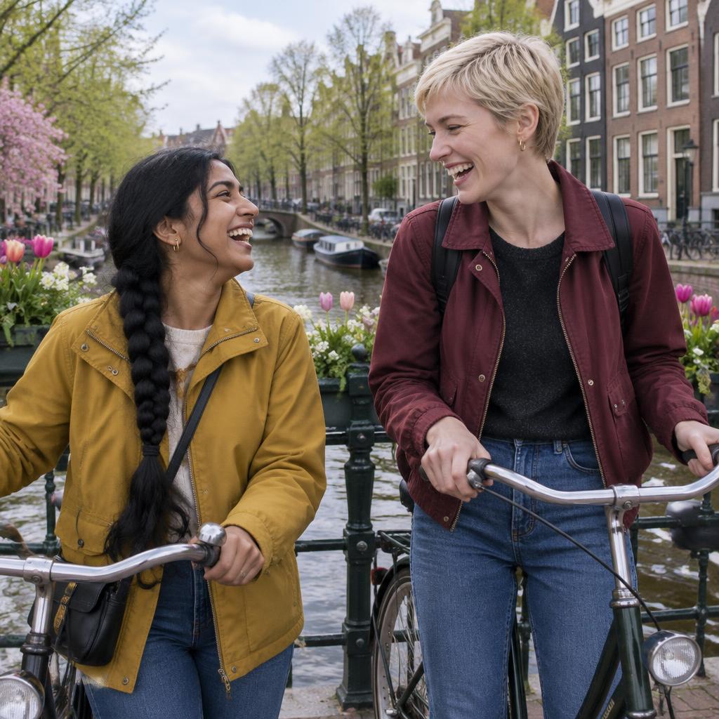 Taking the scenic route — AI-generated illustrative scene in Amsterdam, Netherlands