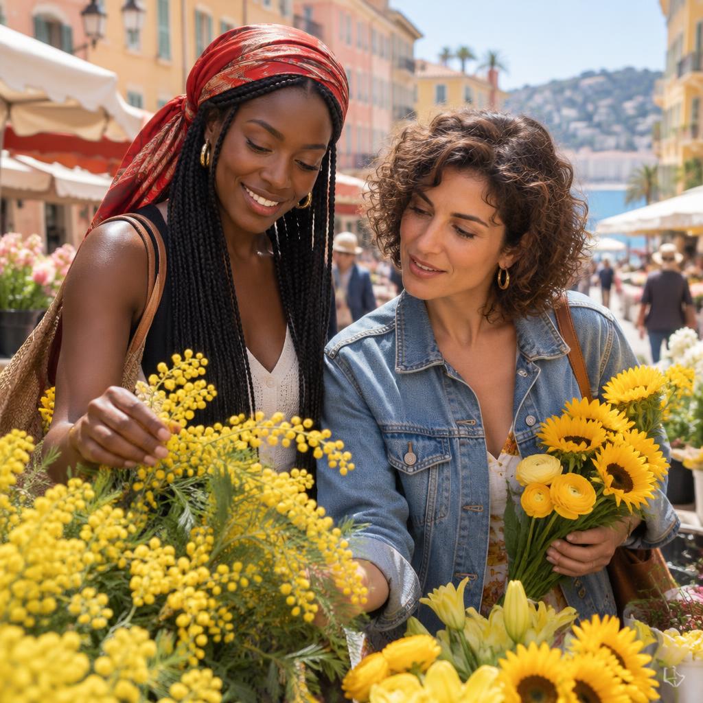 Flowers for no reason — AI-generated illustrative scene in Nice, France