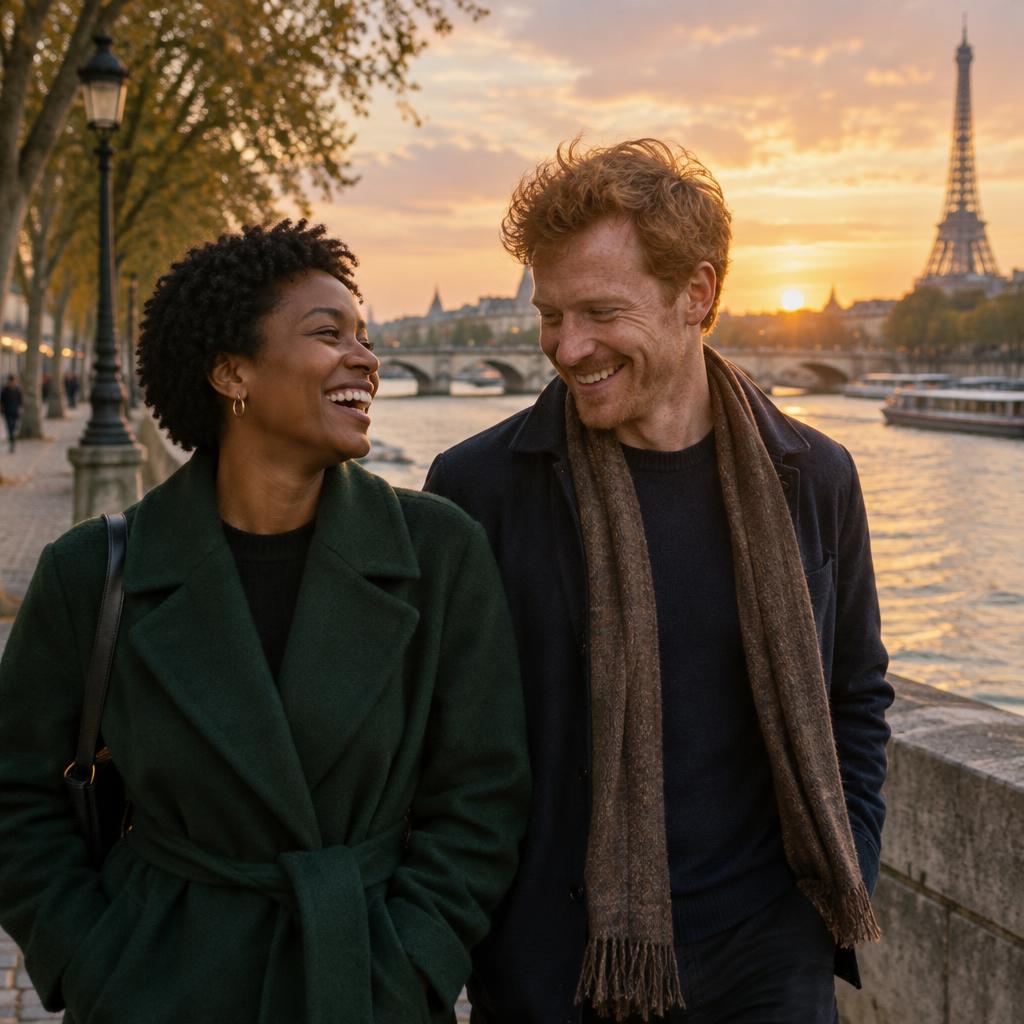 AI-generated editorial romantic scene in Paris