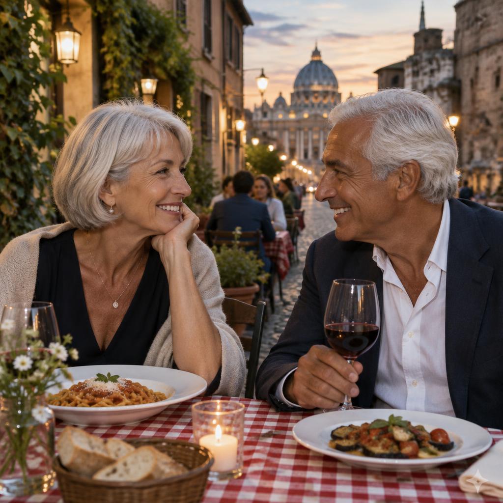 A table for two — AI-generated illustrative scene in Rome, Italy